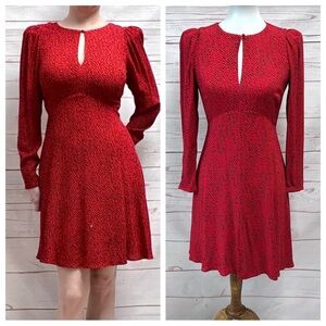 NWT Banana Republic Red Zebra Tiger Stripe Keyhole Puff Sleeve Skater Dress